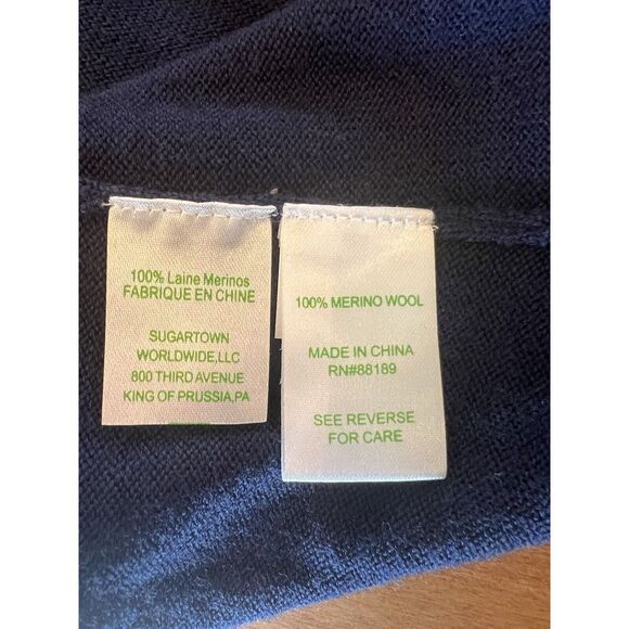 Lilly Pulitzer Kariana Sweater Shift Dress Med Navy Blue Merino Wool Crocheted - Picture 2 of 9